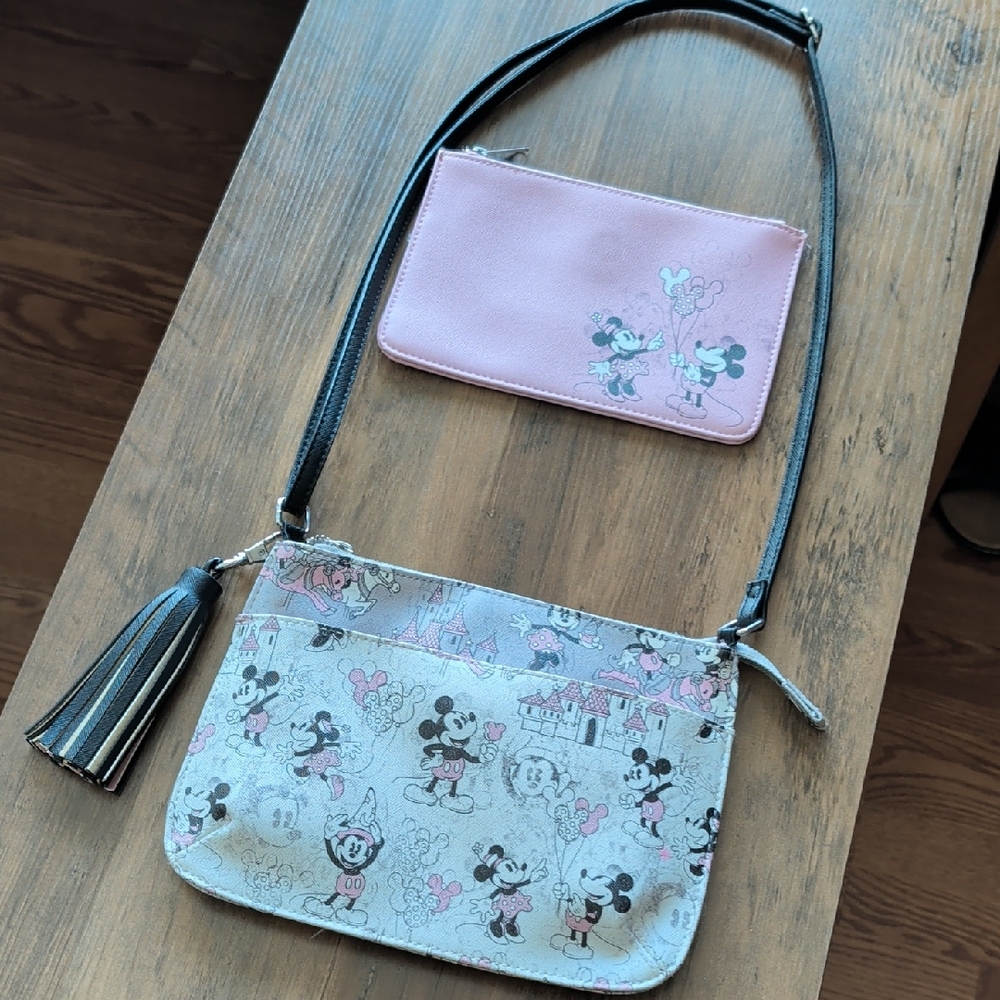🔥Disney Pink and Gray Crossbody Bag & Wallet Set